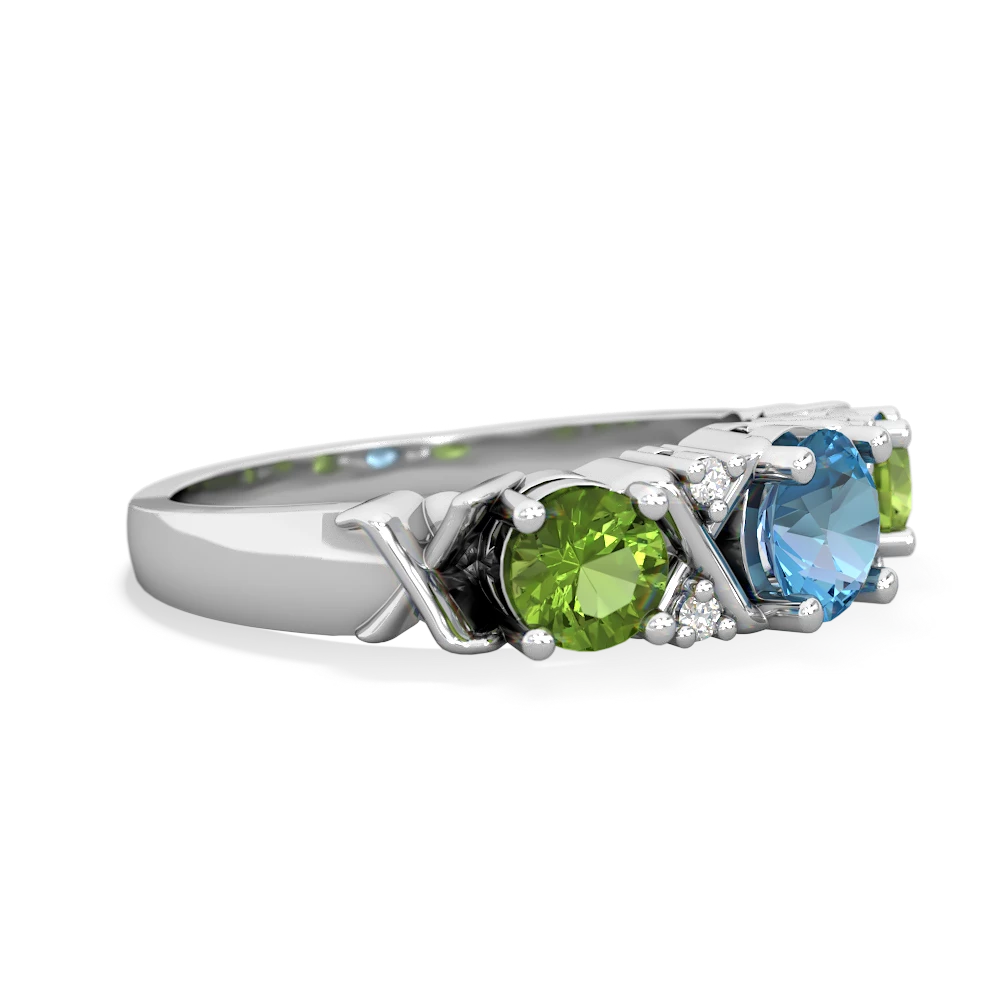 Blue Topaz Hugs And Kisses 14K White Gold ring R5016