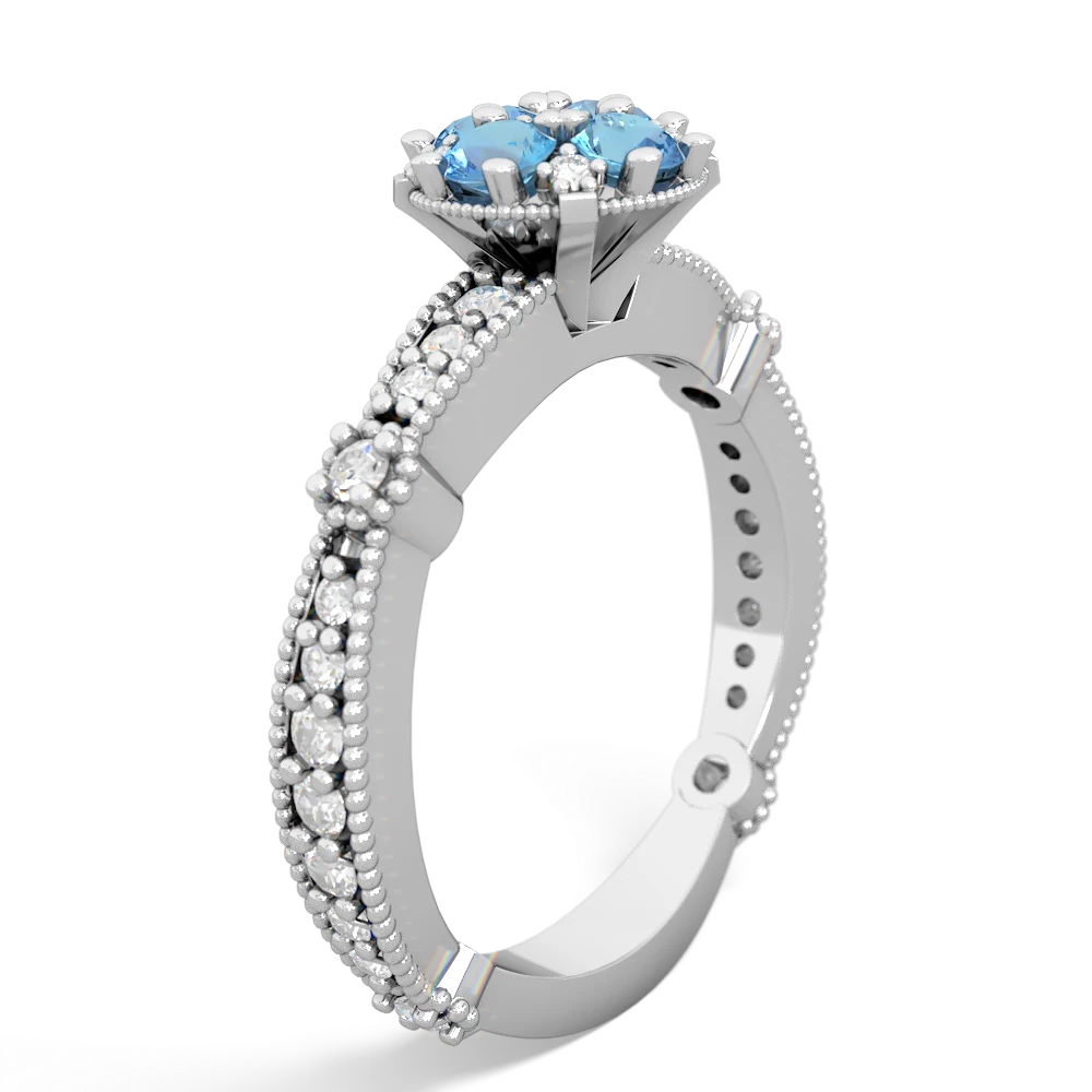Blue Topaz Sparkling Tiara Cluster 14K White Gold ring R26293RD
