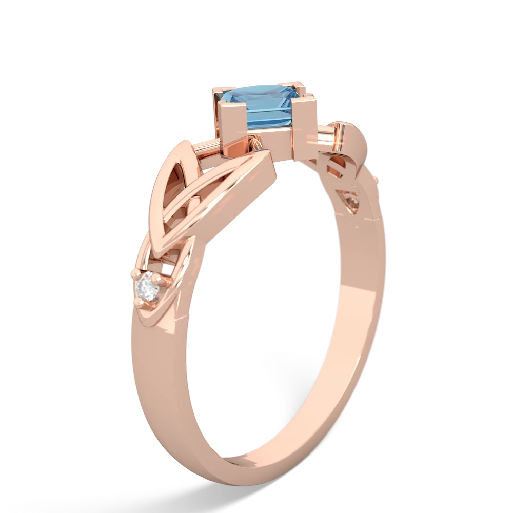 Blue Topaz Celtic Knot Princess 14K Rose Gold ring R3349