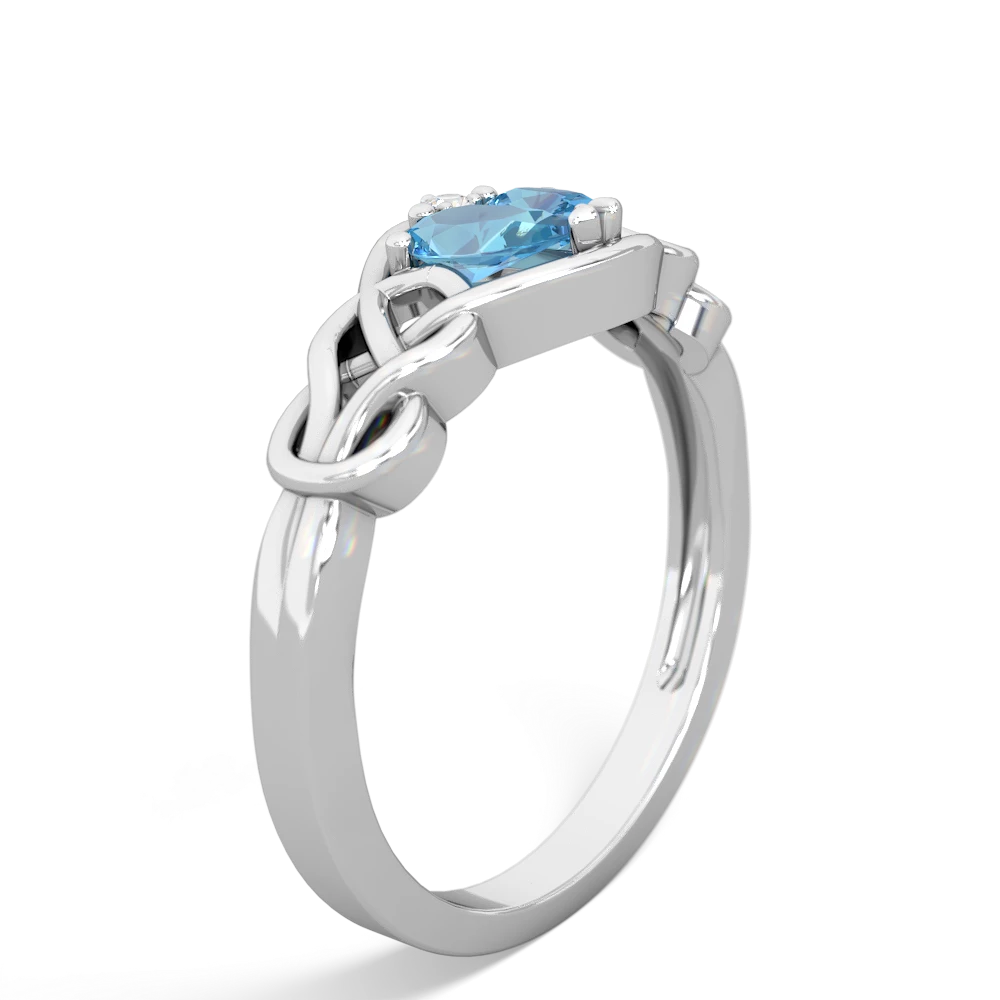 Blue Topaz Celtic Love Knot 14K White Gold ring R5420