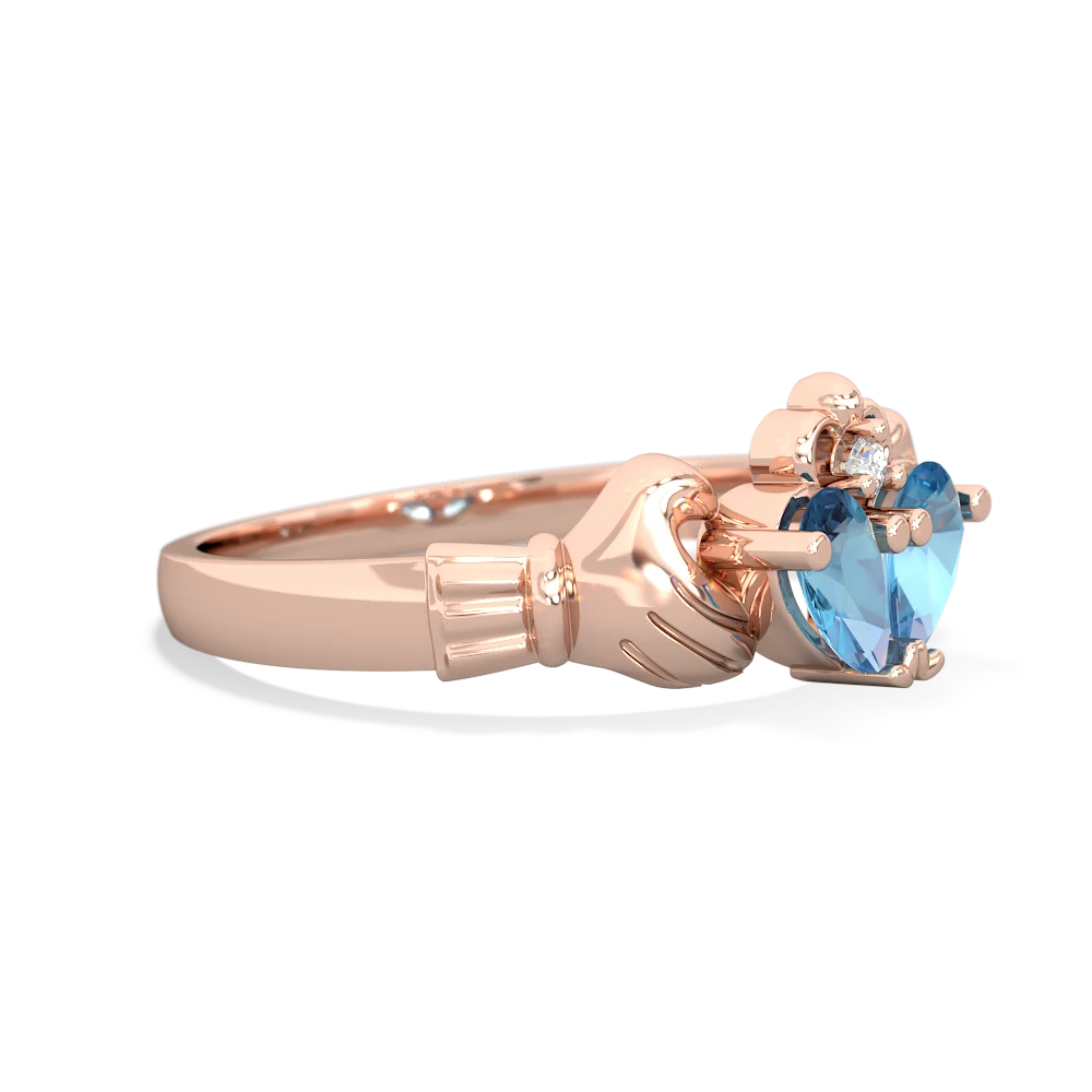 Blue Topaz 'Our Heart' Claddagh 14K Rose Gold ring R2388