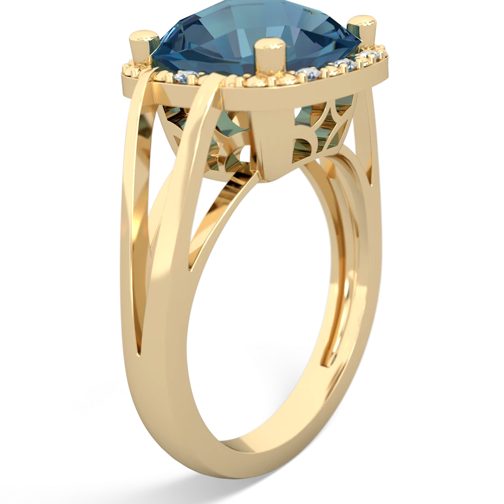 Blue Topaz Art Deco Cocktail 14K Yellow Gold ring R2498