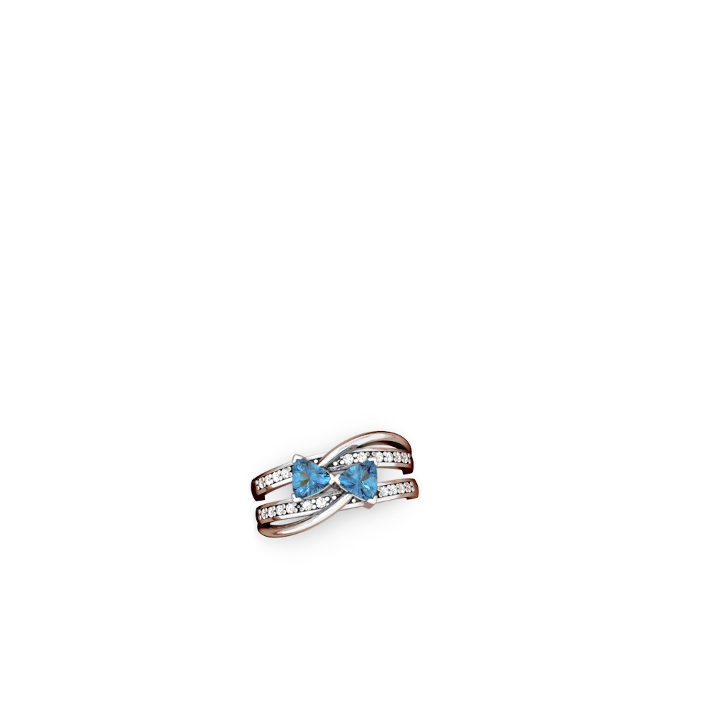 Blue Topaz Bowtie 14K White Gold ring R2360
