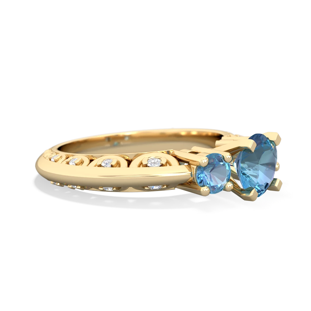 Blue Topaz Art Deco Eternal Embrace Engagement 14K Yellow Gold ring C2003