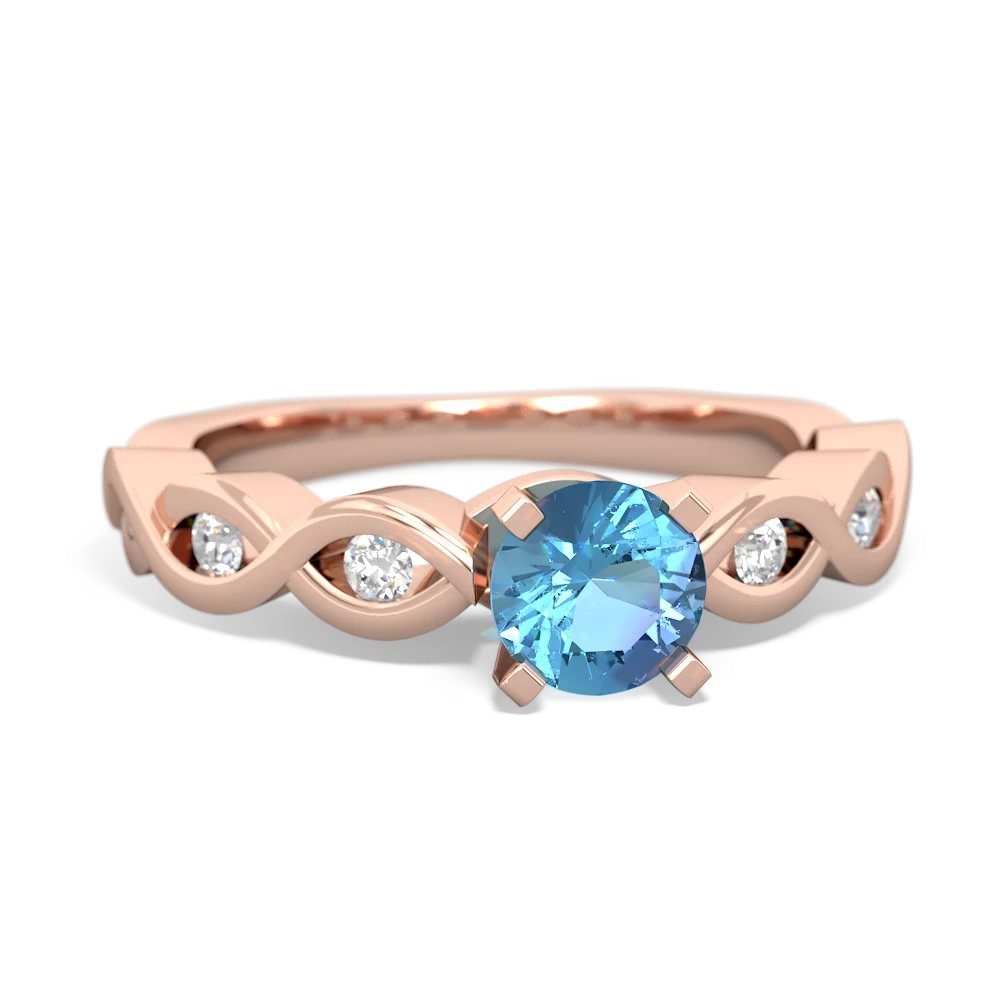 Blue Topaz Infinity 5Mm Round Engagement 14K Rose Gold ring R26315RD
