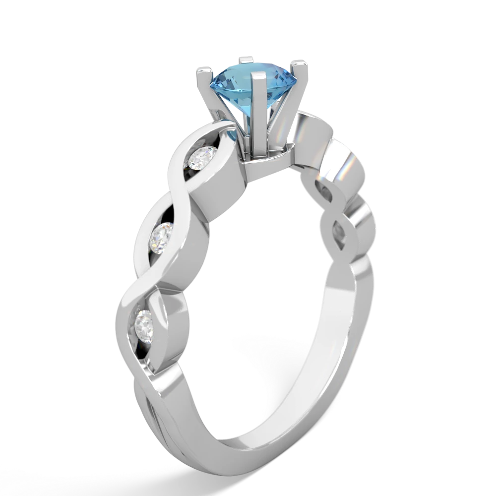 Blue Topaz Infinity 5Mm Round Engagement 14K White Gold ring R26315RD
