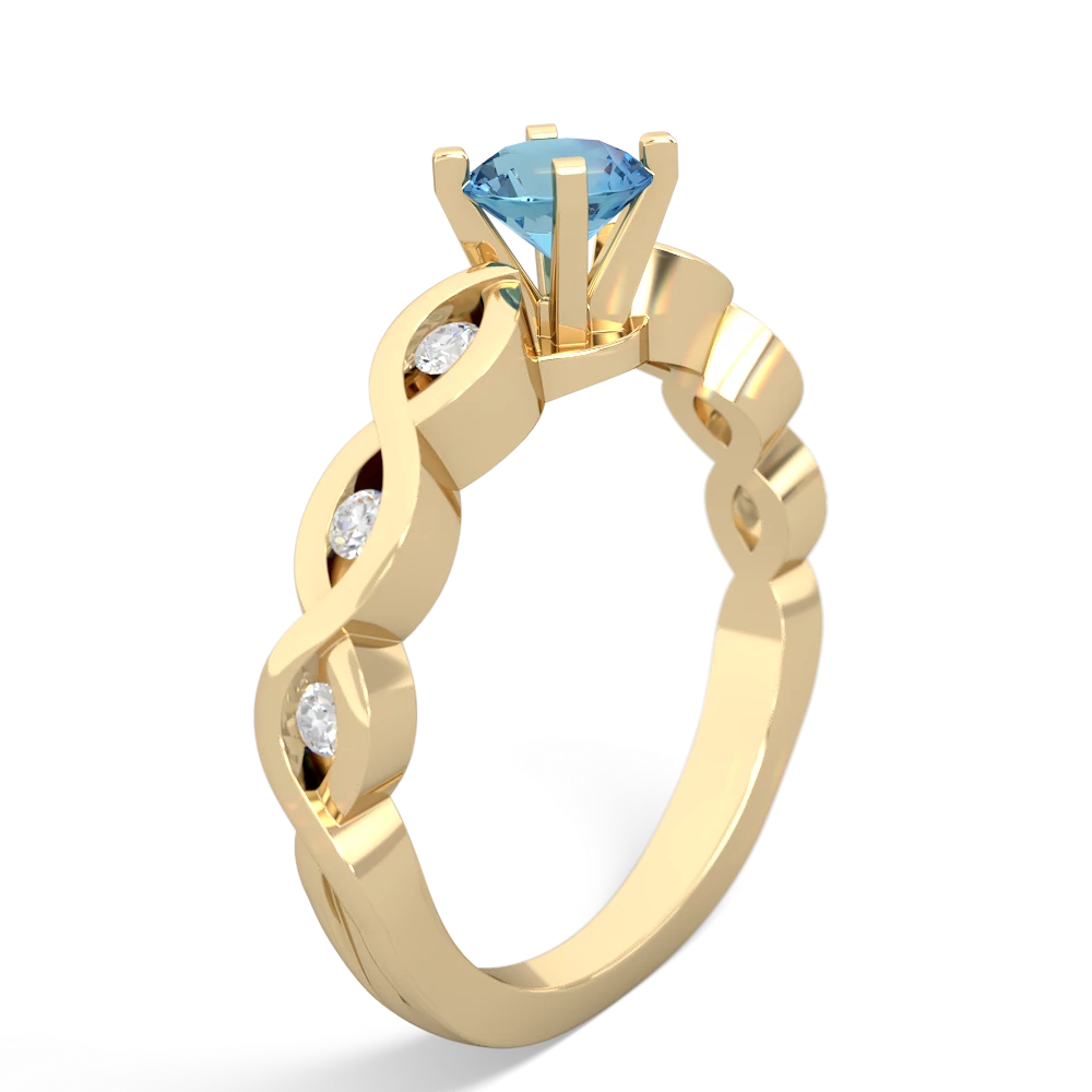 Blue Topaz Infinity 5Mm Round Engagement 14K Yellow Gold ring R26315RD