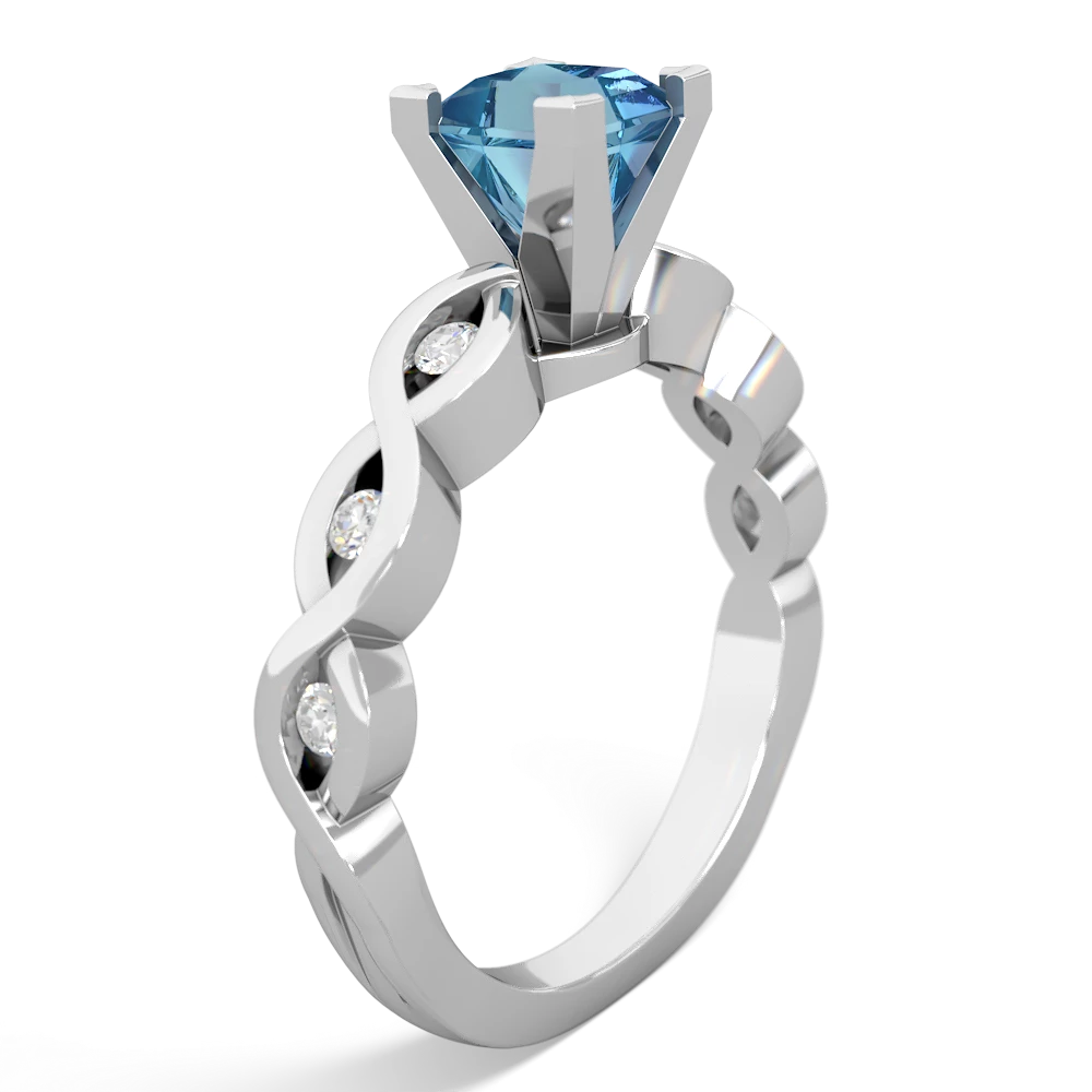 Blue Topaz Infinity 5Mm Square Engagement 14K White Gold ring R26315SQ