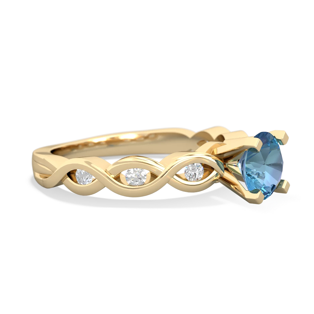 Blue Topaz Infinity 6Mm Round Engagement 14K Yellow Gold ring R26316RD