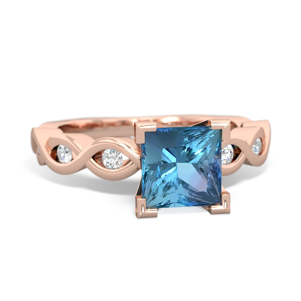 Blue Topaz Infinity 6Mm Princess Engagement 14K Rose Gold ring R26316SQ