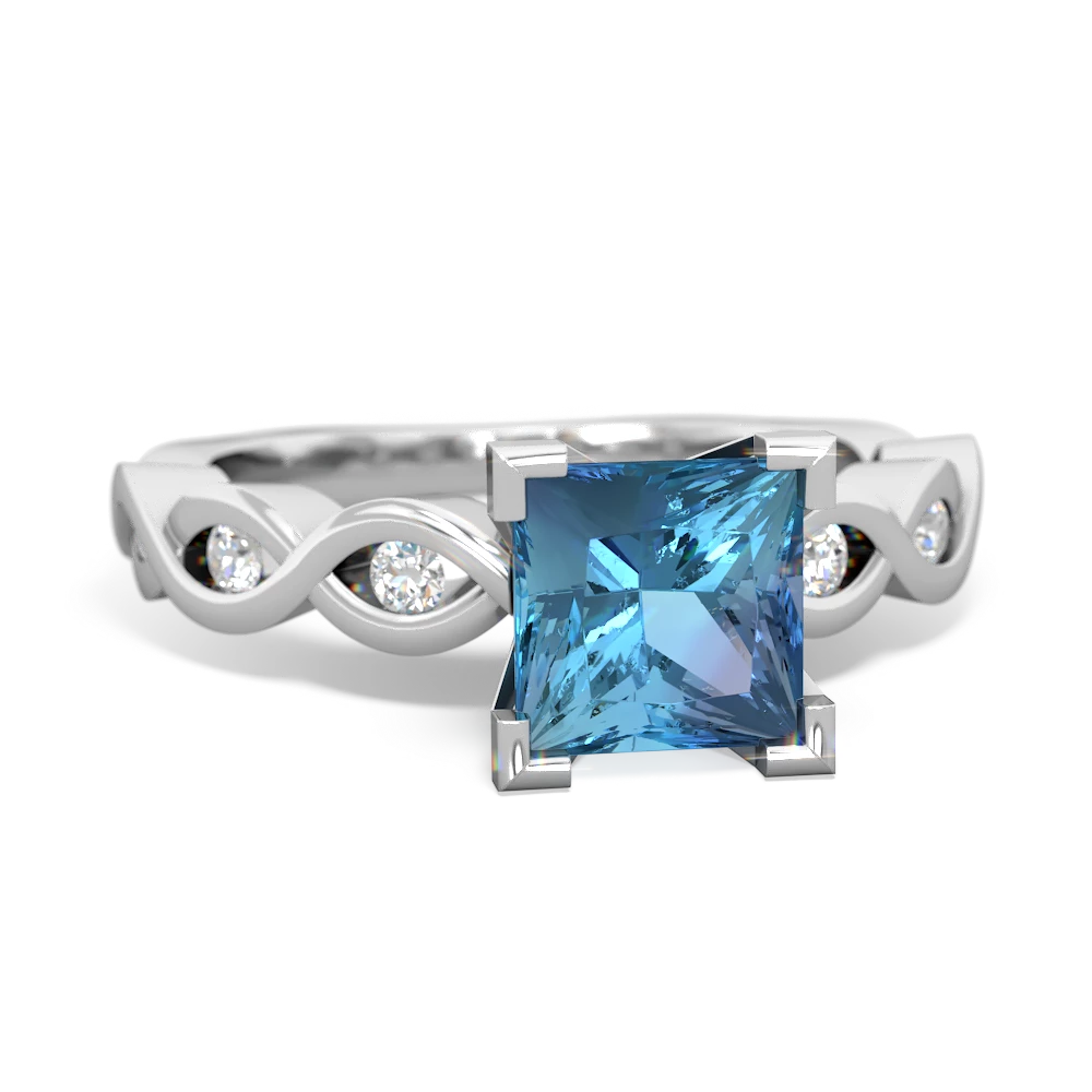 Blue Topaz Infinity 6Mm Princess Engagement 14K White Gold ring R26316SQ