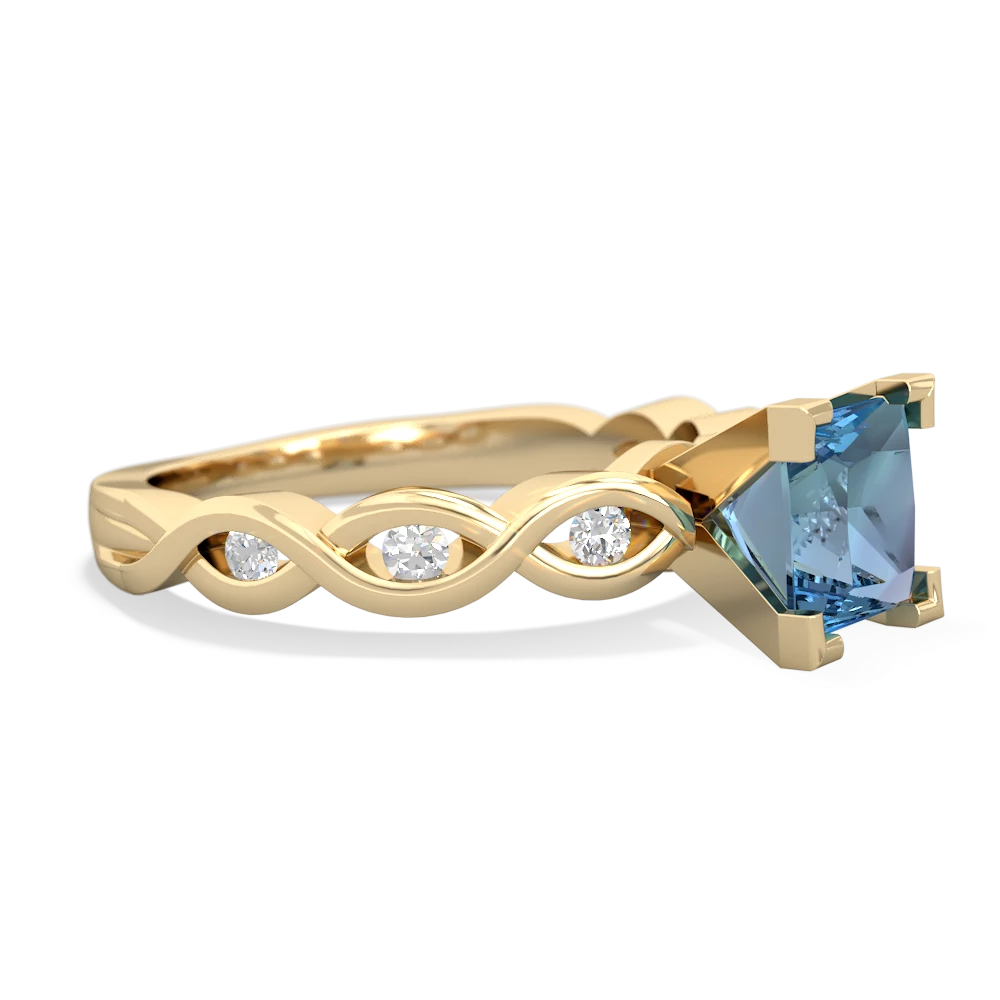 Blue Topaz Infinity 6Mm Princess Engagement 14K Yellow Gold ring R26316SQ