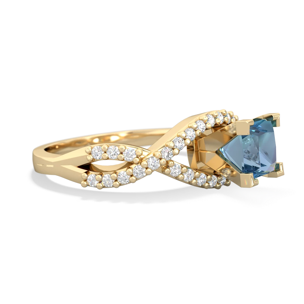 Blue Topaz Diamond Twist 5Mm Square Engagment  14K Yellow Gold ring R26405SQ