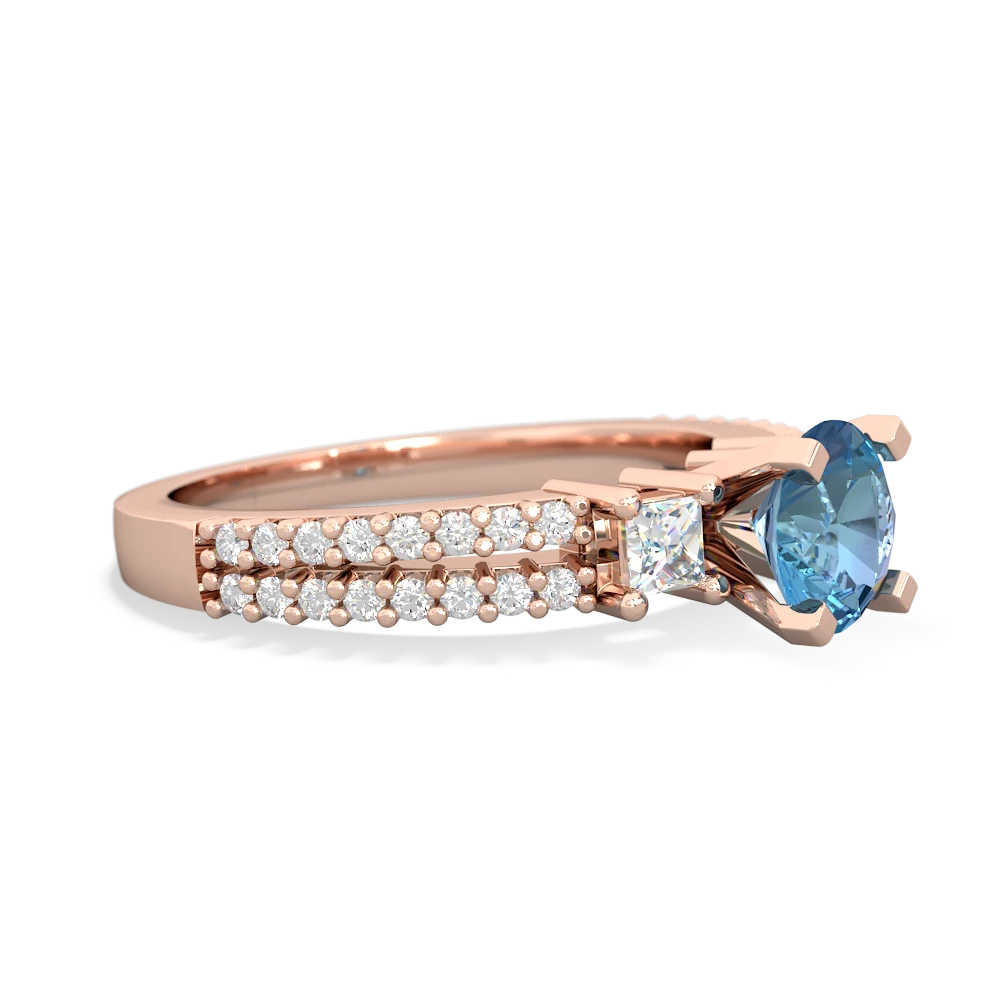 Blue Topaz Classic 6Mm Round Engagement 14K Rose Gold ring R26436RD