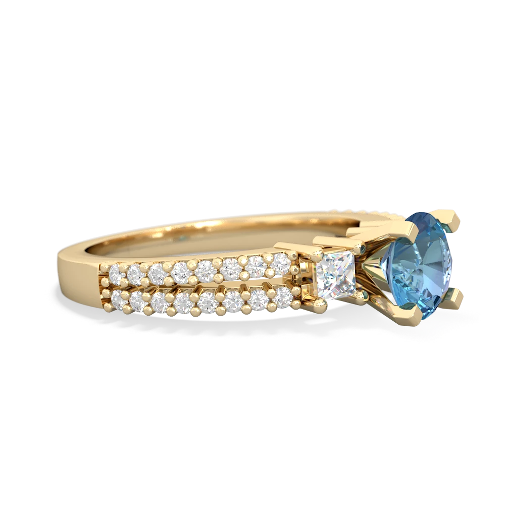 Blue Topaz Classic 6Mm Round Engagement 14K Yellow Gold ring R26436RD