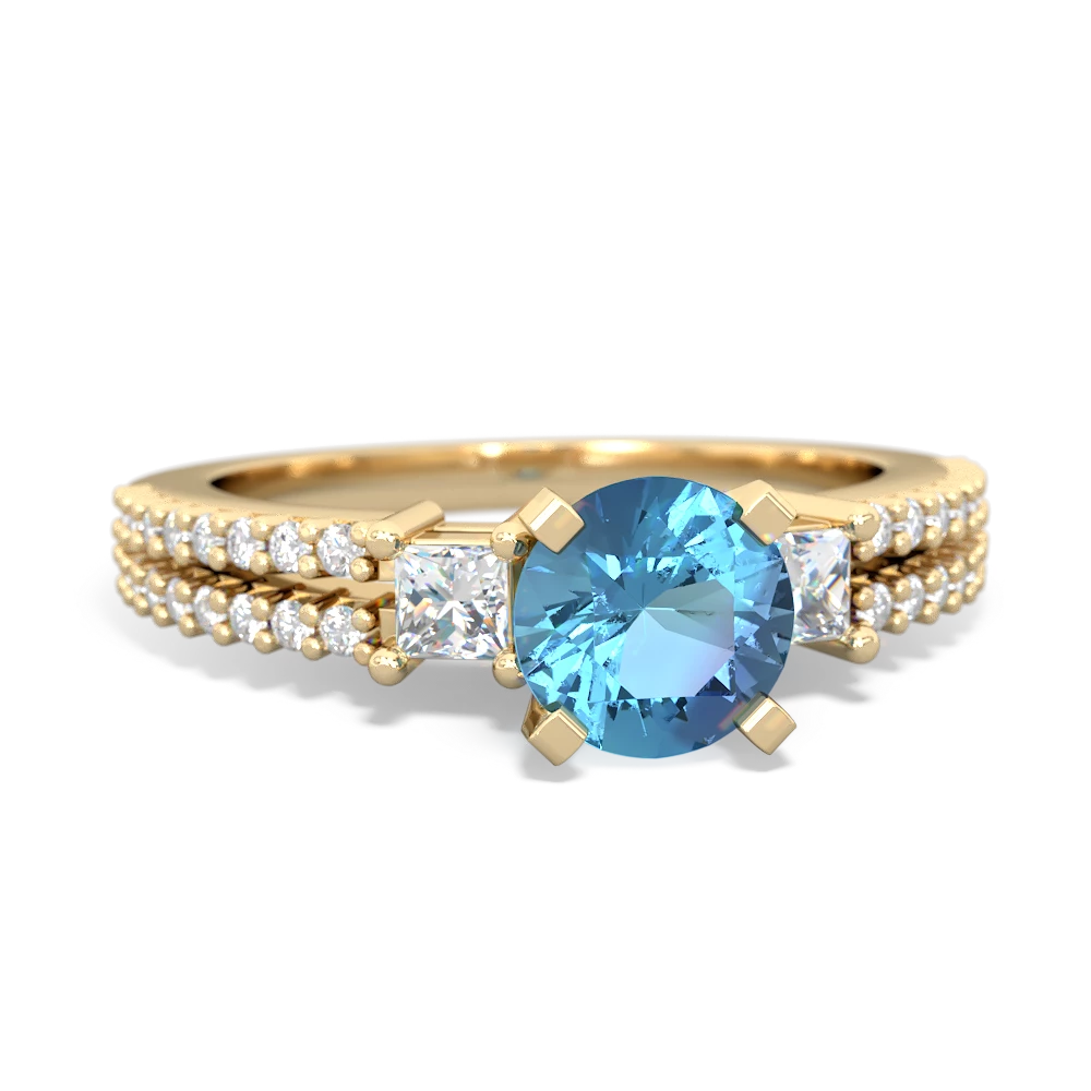 Blue Topaz Classic 6Mm Round Engagement 14K Yellow Gold ring R26436RD