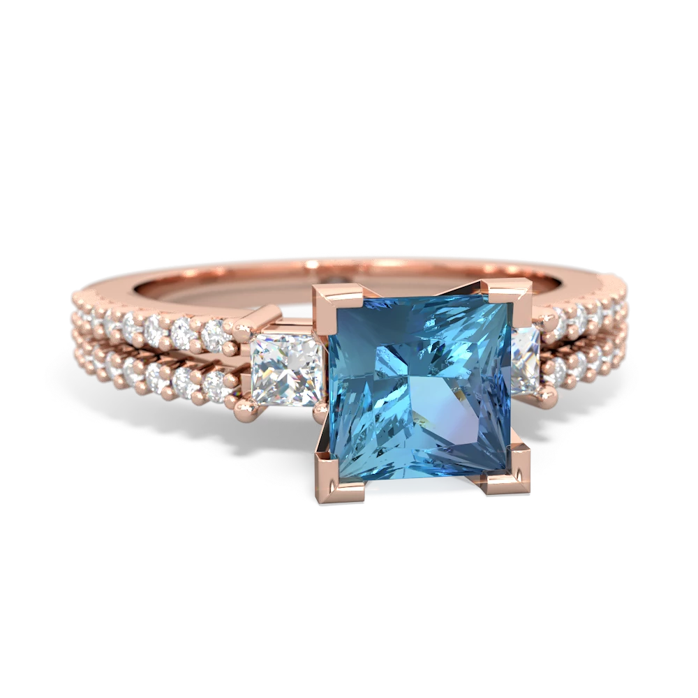 Blue Topaz Classic 6Mm Princess Engagement 14K Rose Gold ring R26436SQ