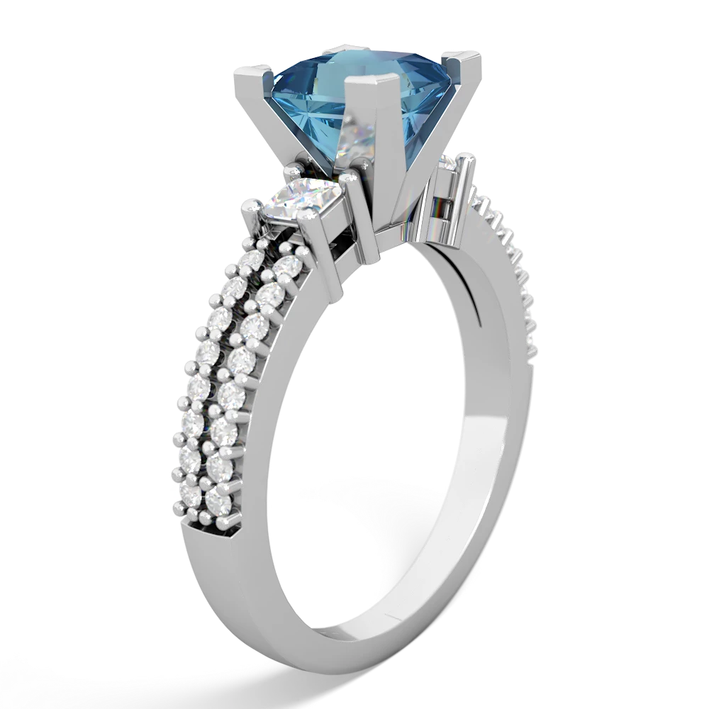 Blue Topaz Classic 6Mm Princess Engagement 14K White Gold ring R26436SQ