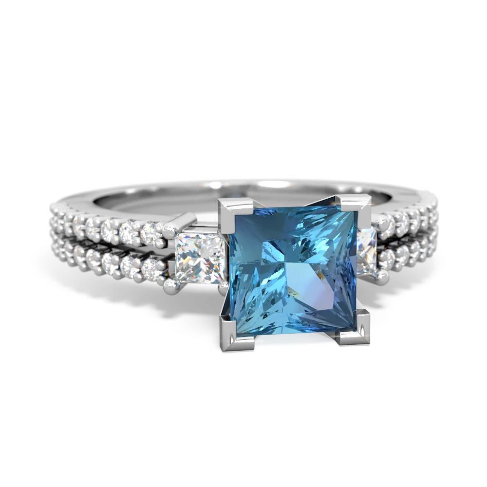 Blue Topaz Classic 6Mm Princess Engagement 14K White Gold ring R26436SQ
