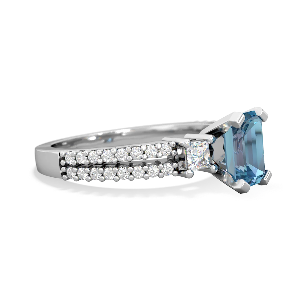 Blue Topaz Classic 7X5mm Emerald-Cut Engagement 14K White Gold ring R26437EM