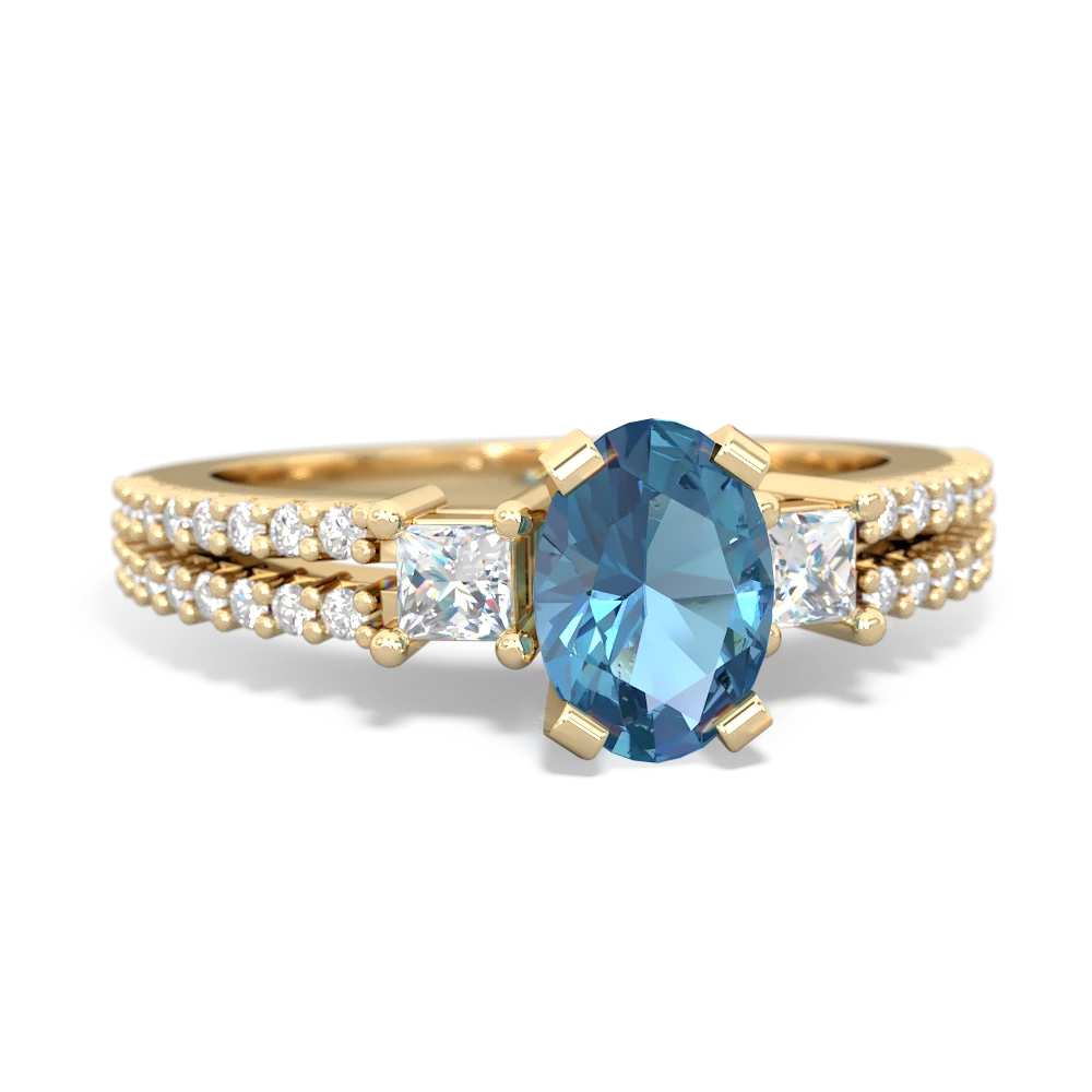 Blue Topaz Classic 7X5mm Oval Engagement 14K Yellow Gold ring R26437VL