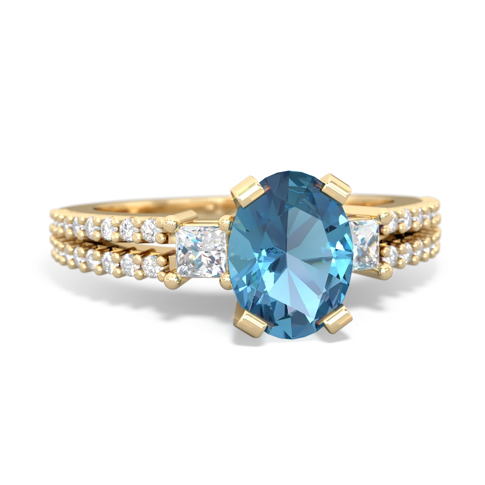 Blue Topaz Classic 8X6mm Oval Engagement 14K Yellow Gold ring R26438VL