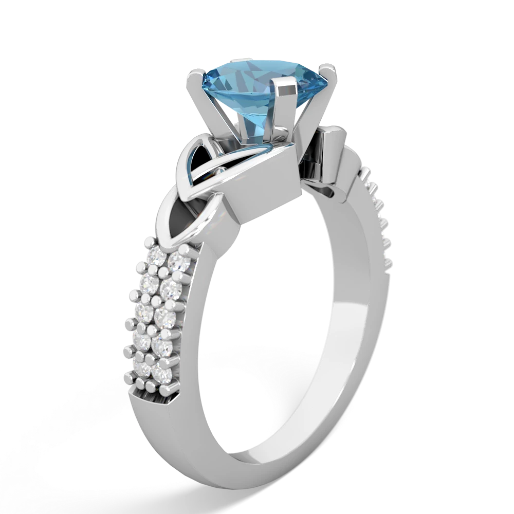 Blue Topaz Celtic Knot 8X6 Oval Engagement 14K White Gold ring R26448VL