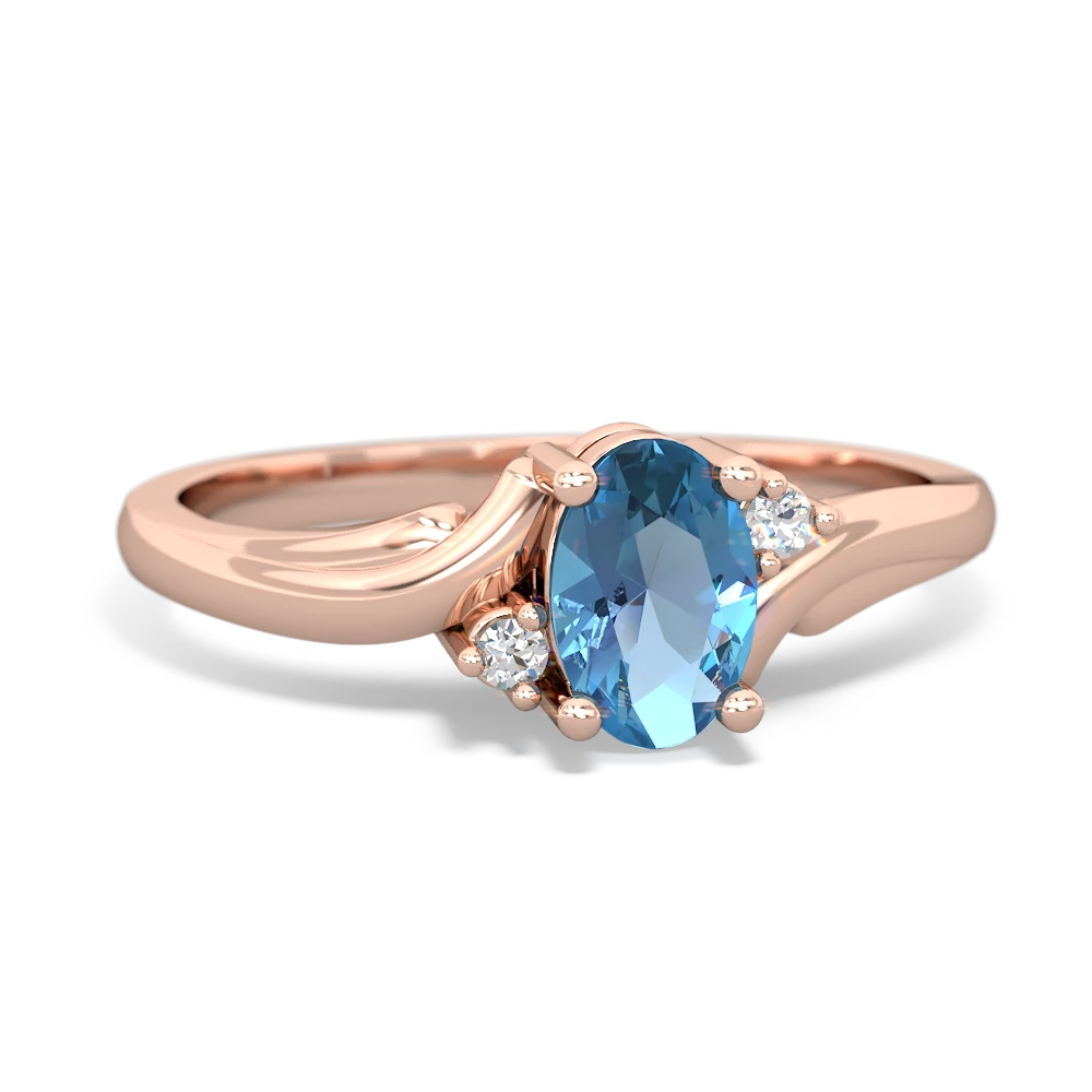 Blue Topaz Elegant Swirl 14K Rose Gold ring R2173