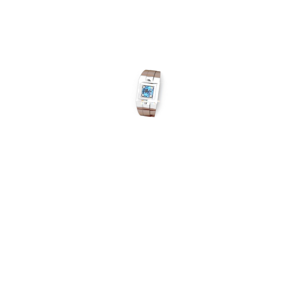 Blue Topaz Men's Squared Circle 14K White Gold ring R0480
