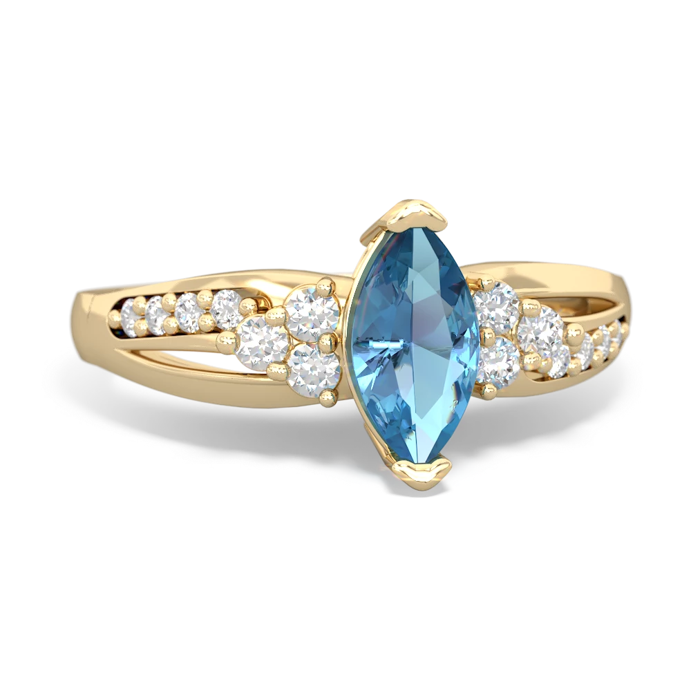 Blue Topaz Royal Marquise 14K Yellow Gold ring R2343