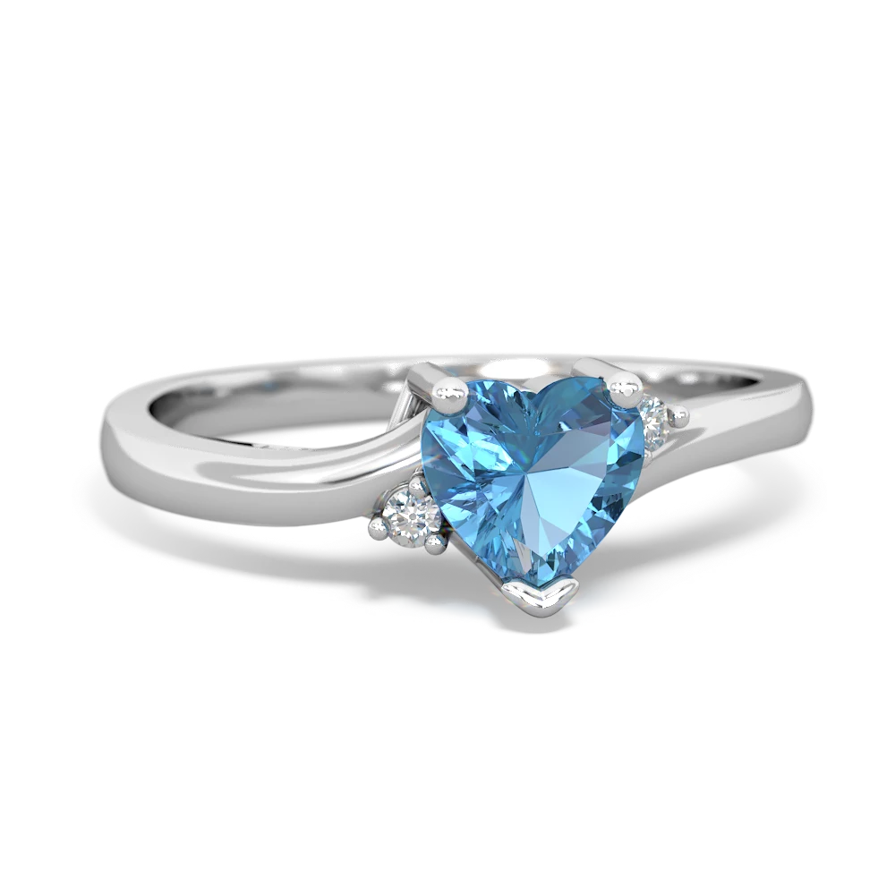 Blue Topaz Delicate Heart 14K White Gold ring R0203