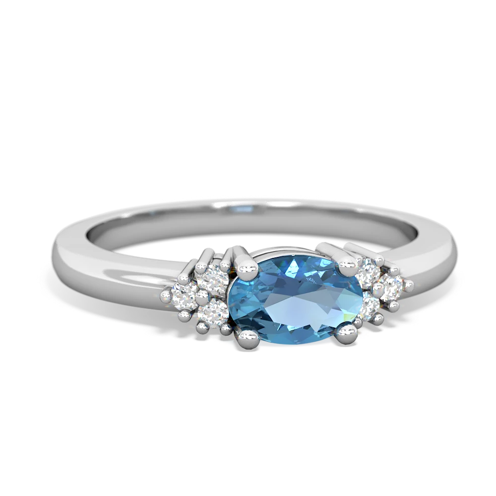 Blue Topaz Simply Elegant East-West 14K White Gold ring R2480