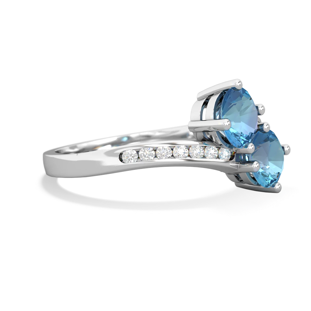 Blue Topaz Channel Set Two Stone 14K White Gold ring R5303