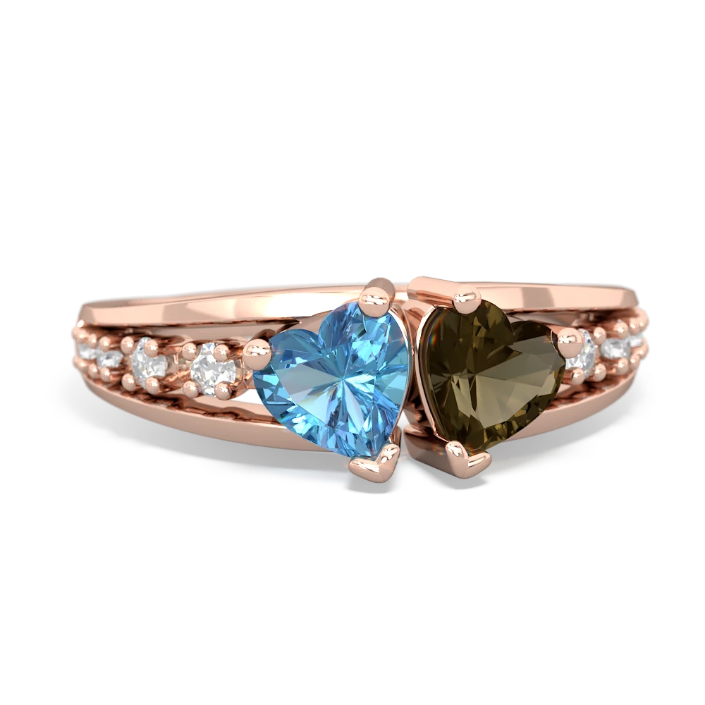 Blue Topaz Heart To Heart 14K Rose Gold ring R3342