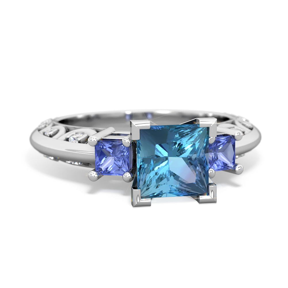 Blue Topaz Eternal Embrace Engagement 14K White Gold ring C2001