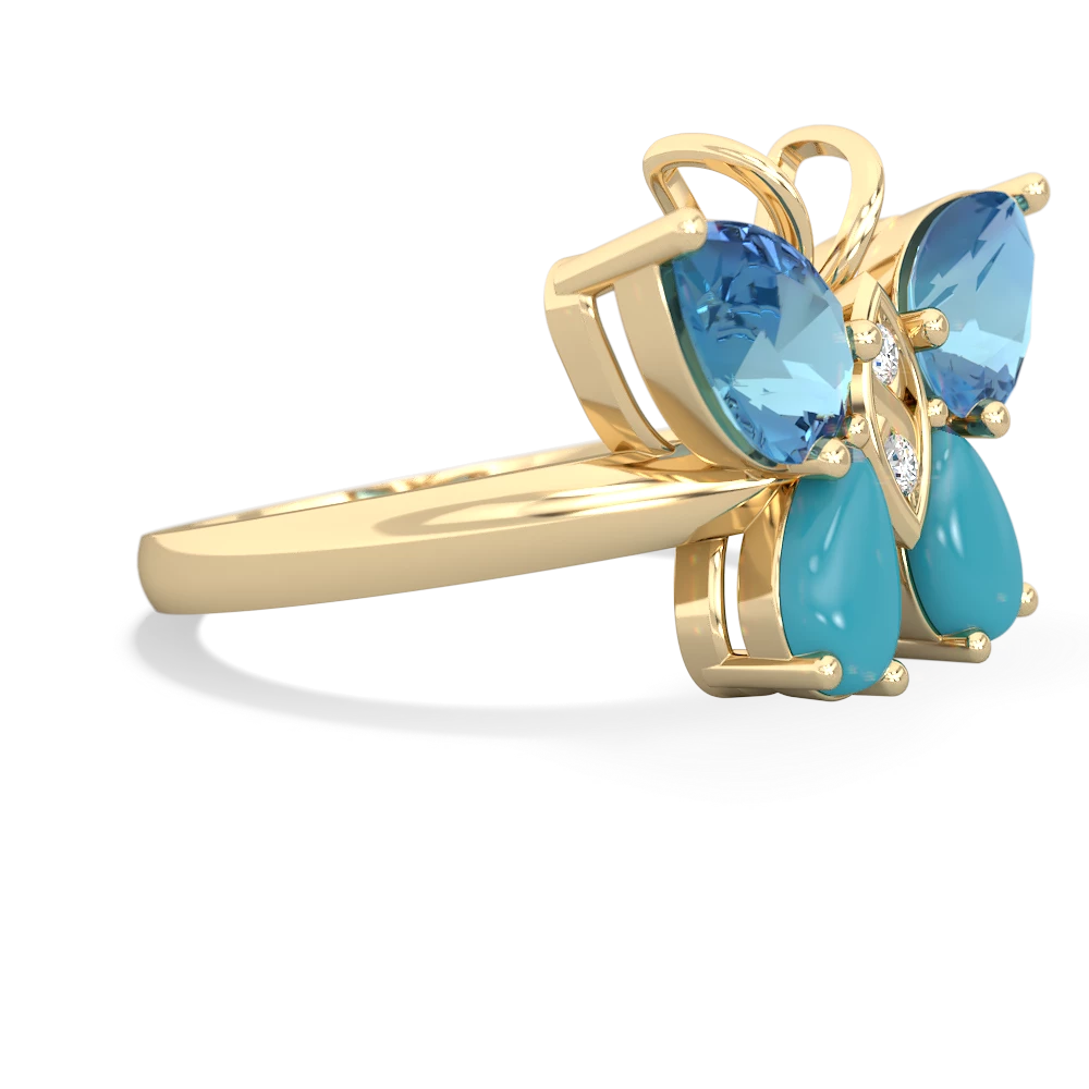 Blue Topaz Butterfly 14K Yellow Gold ring R2215