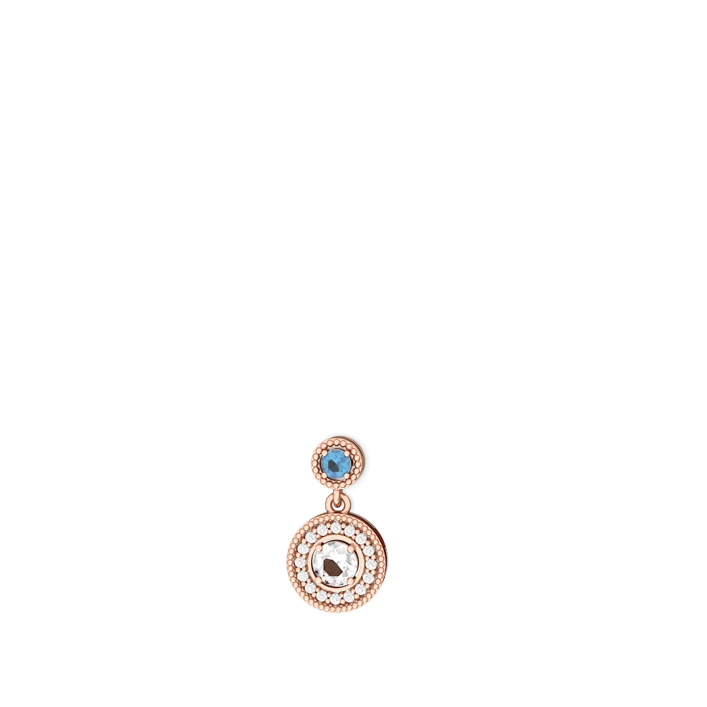 Blue Topaz Halo Dangle 14K Rose Gold earrings E5319