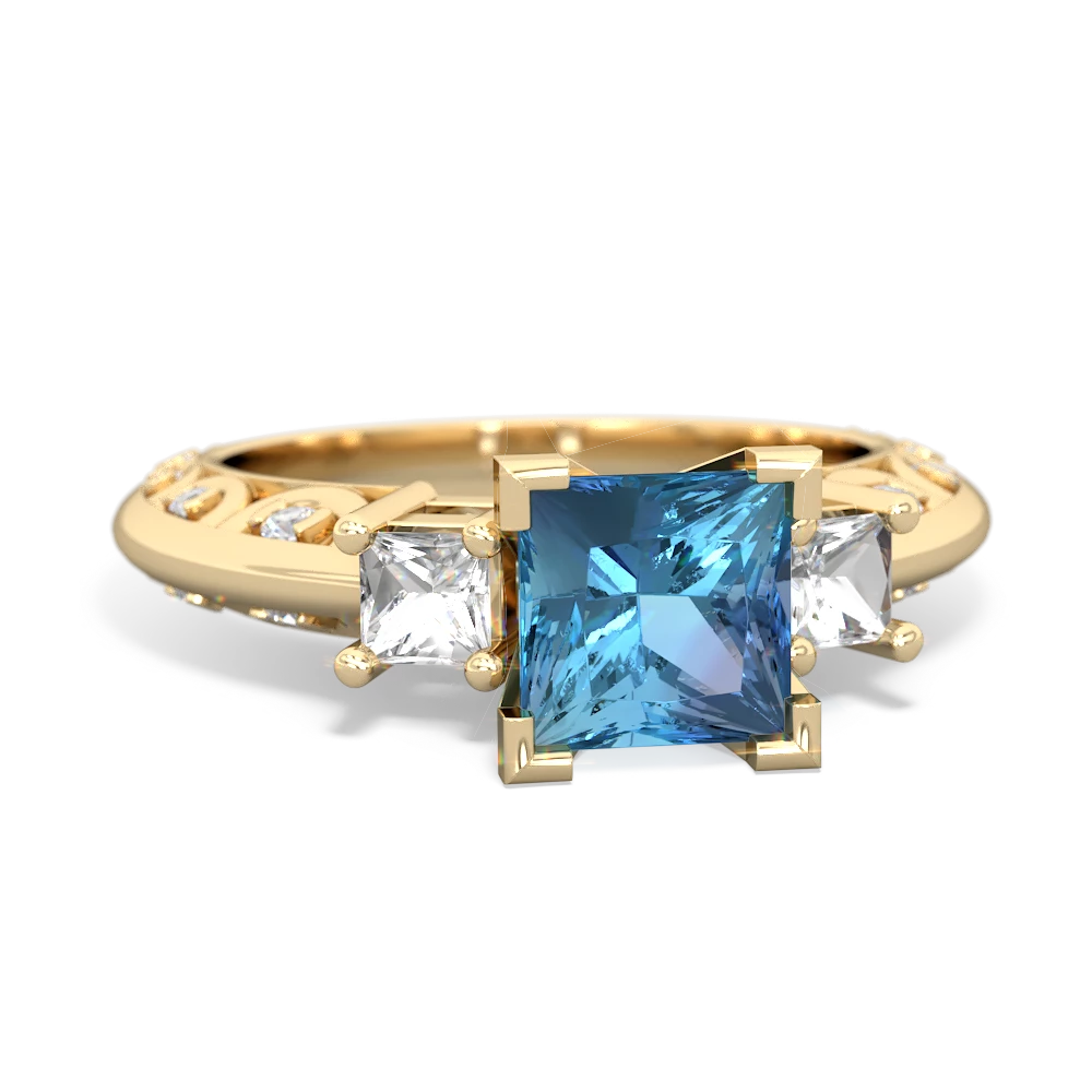 Blue Topaz Eternal Embrace Engagement 14K Yellow Gold ring C2001