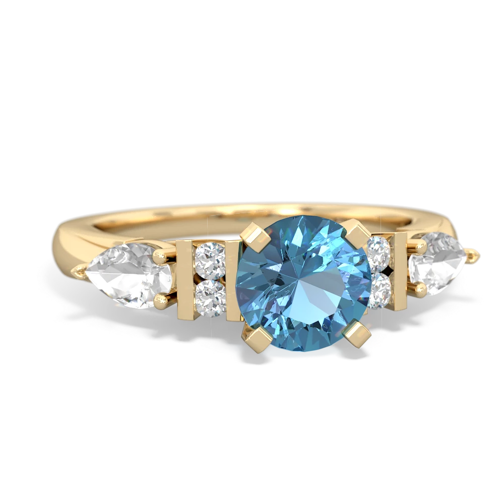 Blue Topaz 6Mm Round Eternal Embrace Engagement 14K Yellow Gold ring R2005