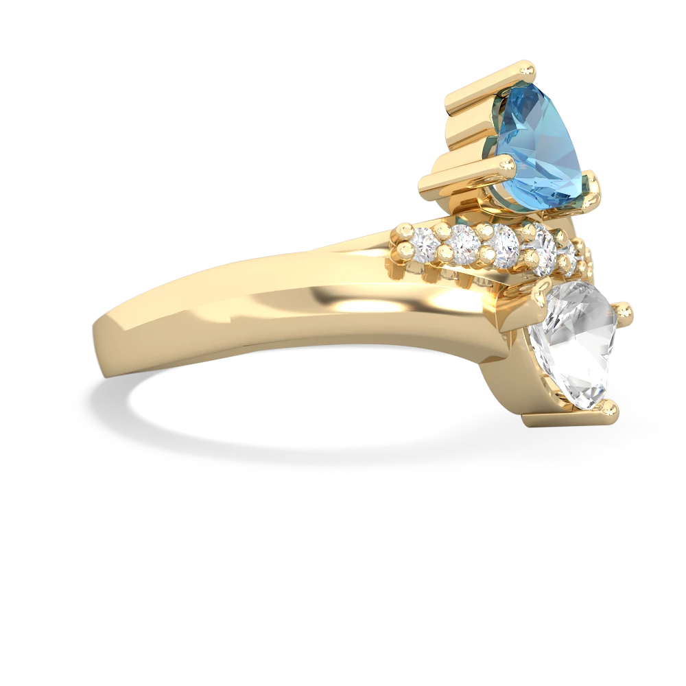 Blue Topaz Heart To Heart 14K Yellow Gold ring R2064