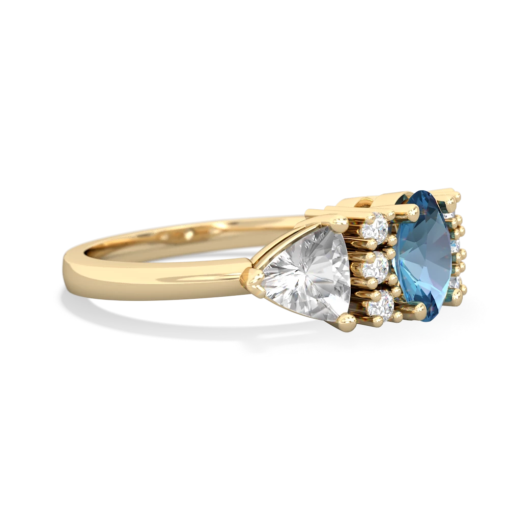 Blue Topaz Antique Style Three Stone 14K Yellow Gold ring R2186