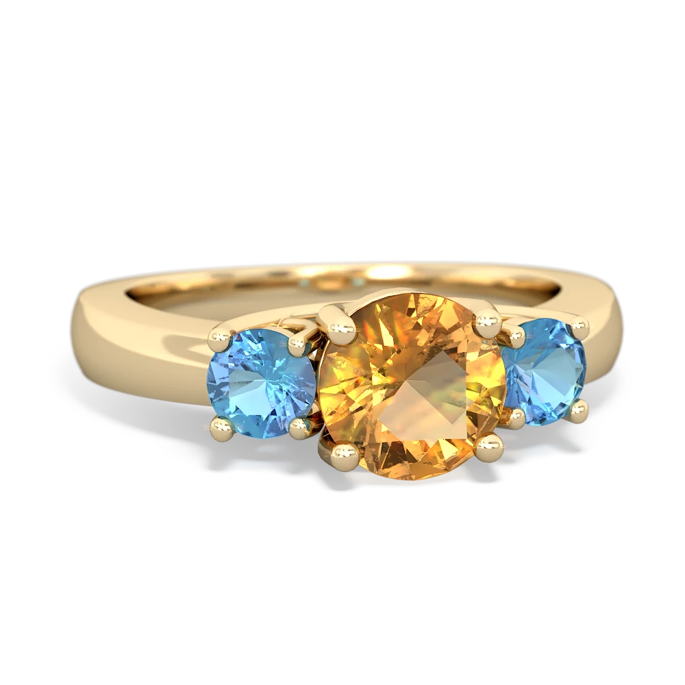 Citrine Three Stone Round Trellis 14K Yellow Gold ring R4018