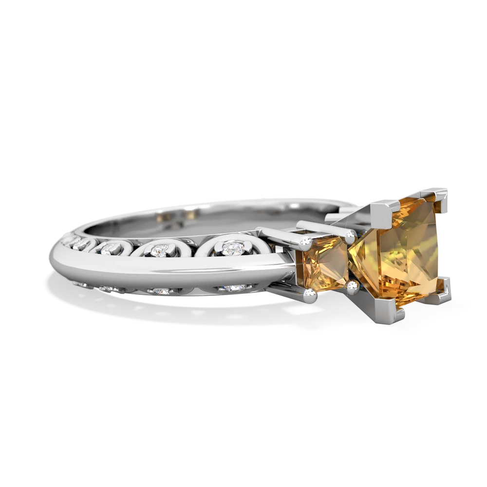 Smoky Quartz Eternal Embrace Engagement 14K White Gold ring C2001