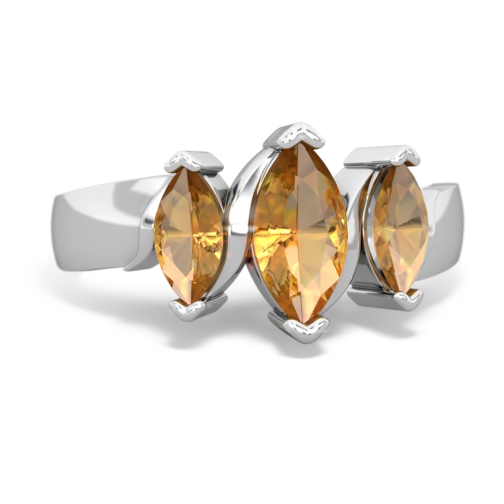 Amethyst Three Peeks 14K White Gold ring R2433