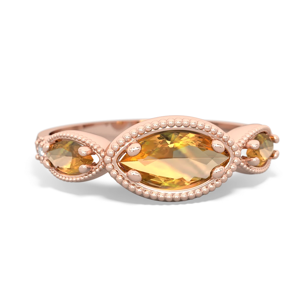 Sapphire Milgrain Marquise 14K Rose Gold ring R5700