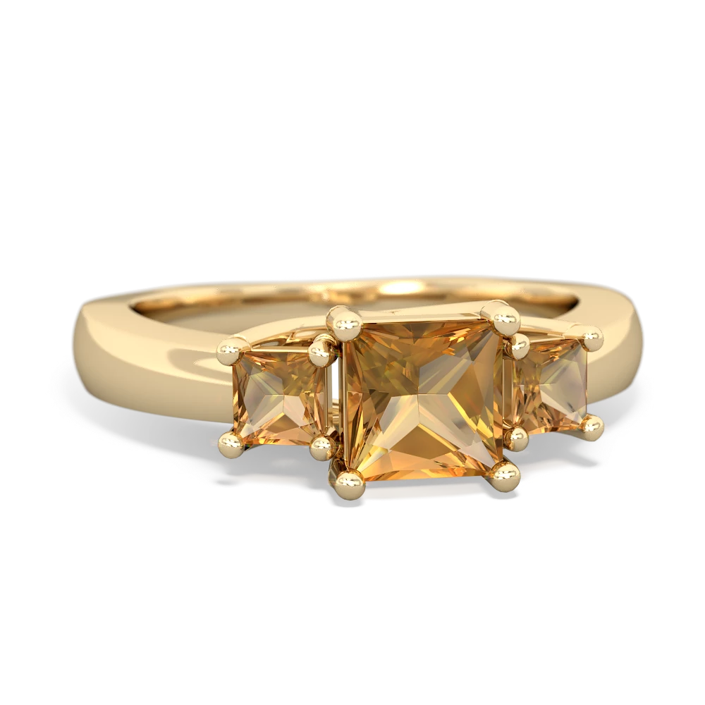 Lab Ruby Three Stone Trellis 14K Yellow Gold ring R4015
