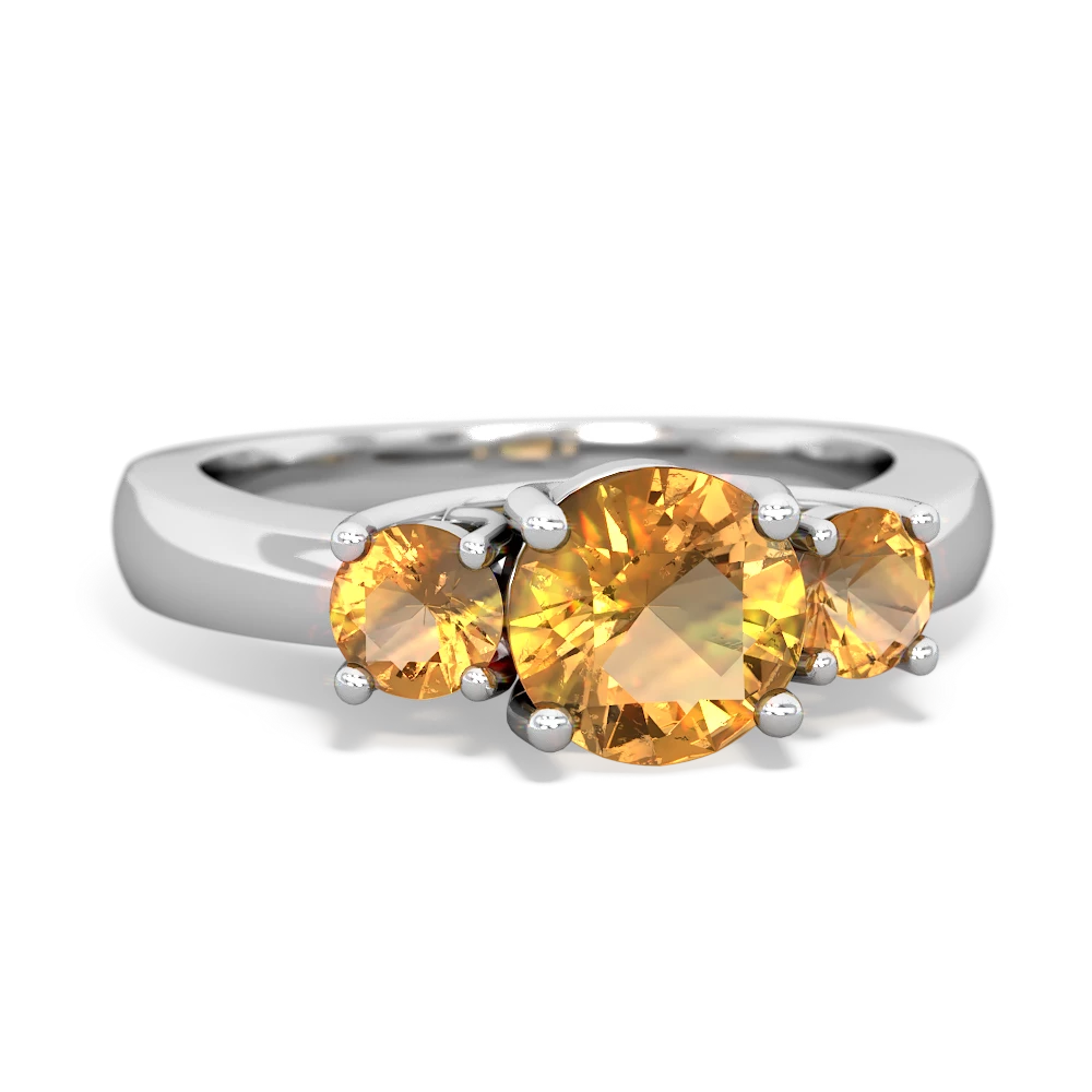 Amethyst Three Stone Round Trellis 14K White Gold ring R4018