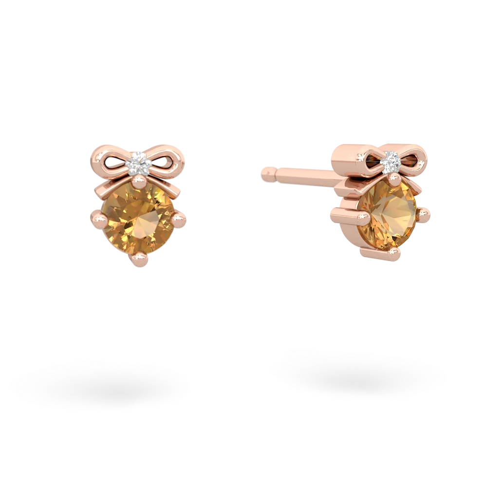 Citrine Diamond Bows 14K Rose Gold earrings E7002