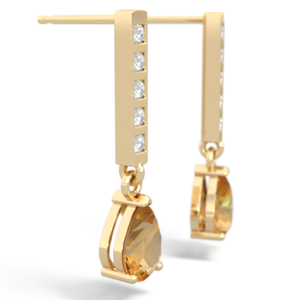 Citrine Art Deco Diamond Drop 14K Yellow Gold earrings E5324