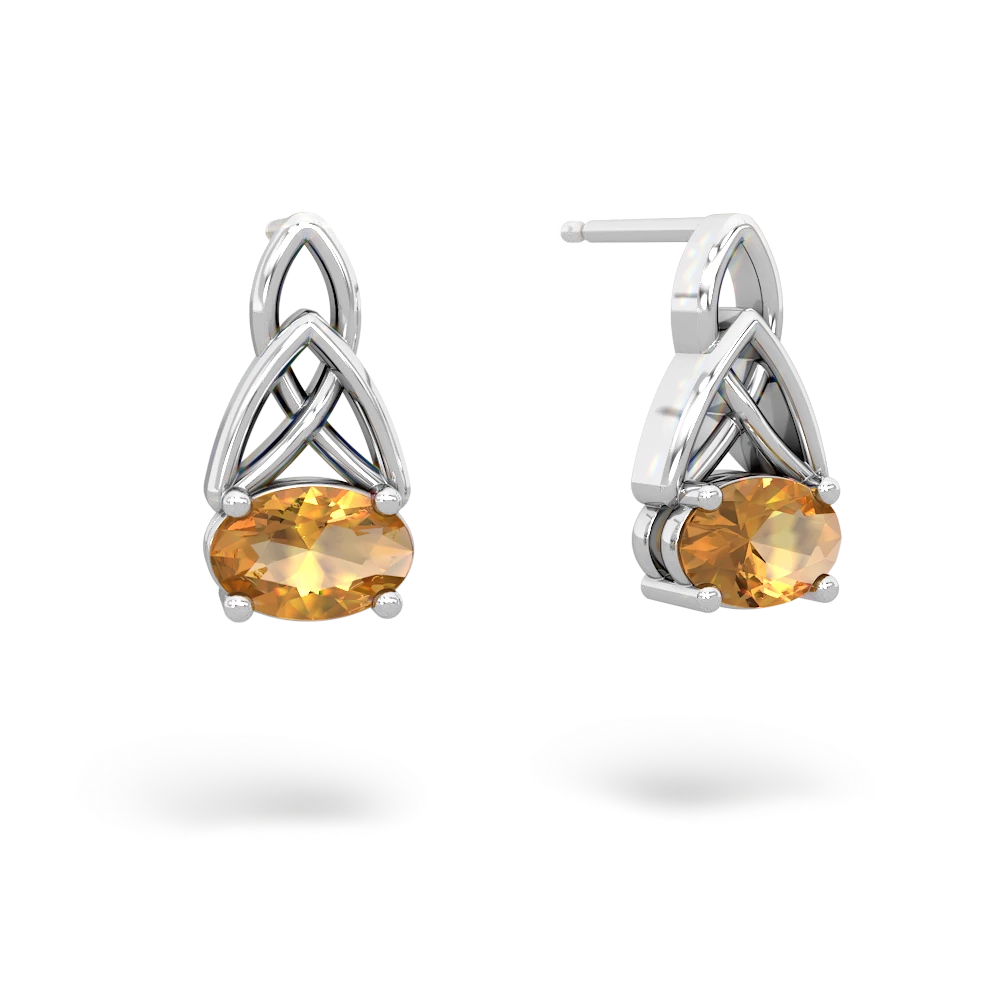 Citrine Celtic Trinity Knot 14K White Gold earrings E2389